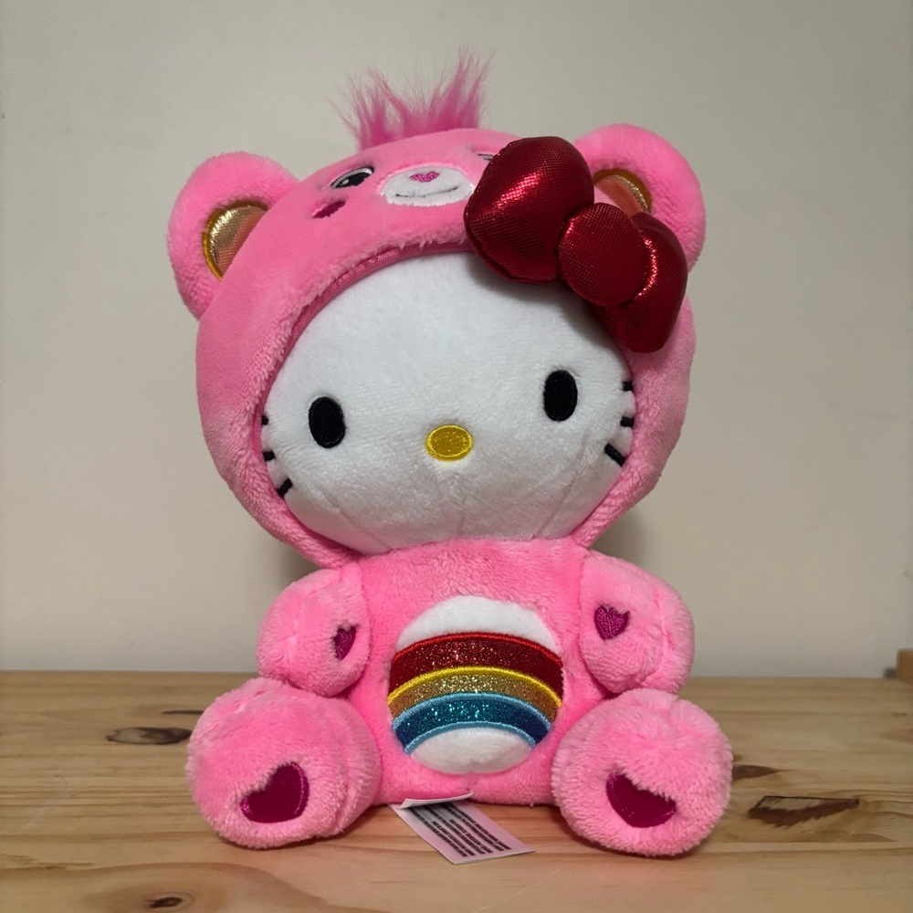 Hello Kitty Plush Toy in Pink Care Bears Costume